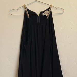 Michael Kors Gold Chain Necklace Floor Length Dress, Large